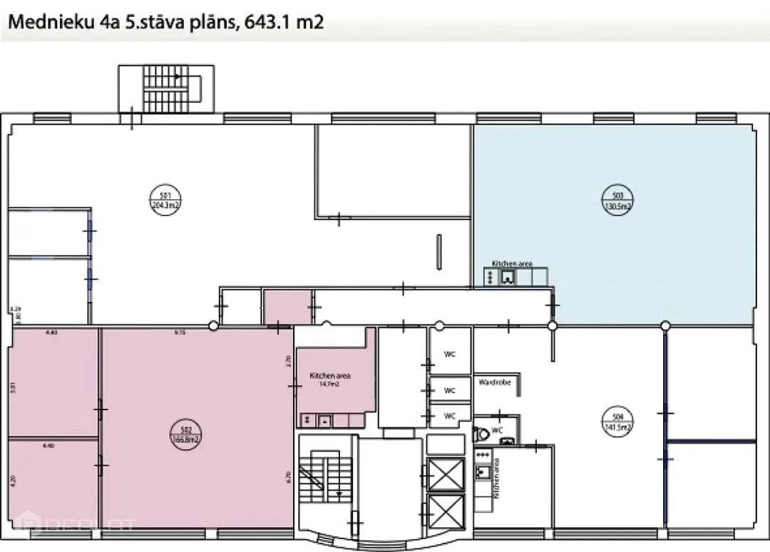 1-ist. Telpas, 130.50㎡ - Rīga, Centrs — bilde 2